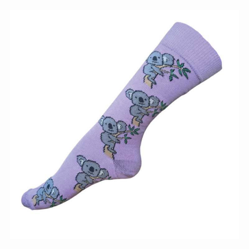 australian koala socks mauve cotton